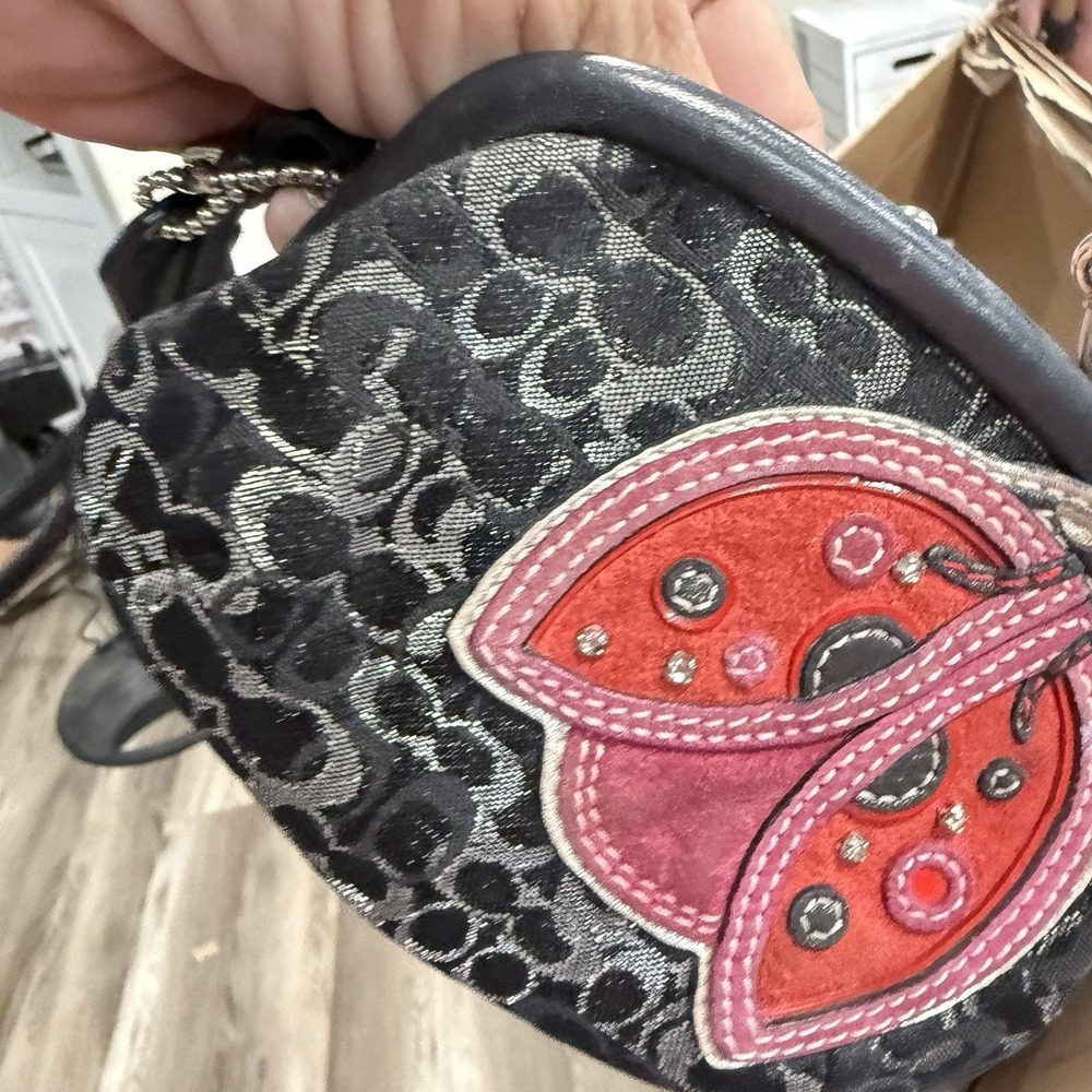 Extremely Rare Optic Lurex Coach Ladybug Wristlet - Picture 7 of 8